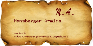 Mansberger Armida névjegykártya